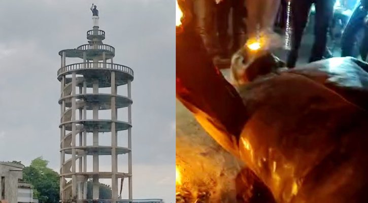 ১২৩ ফুট উঁচু বঙ্গবন্ধু টাওয়ারে ভাঙচুর-অগ্নিসংযোগ