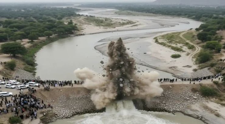 পানির চাপ বেড়ে যাওয়ায় বিস্ফোরণ ঘটিয়ে বাঁধ উড়িয়ে দিল পাকিস্তান