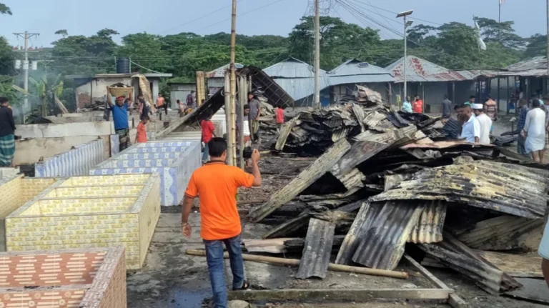 ভোলার শশীগঞ্জ মাছঘাটে ভয়াবহ অগ্নিকাণ্ড: পুড়ে ছাই ১৯টি মাছের আড়ত