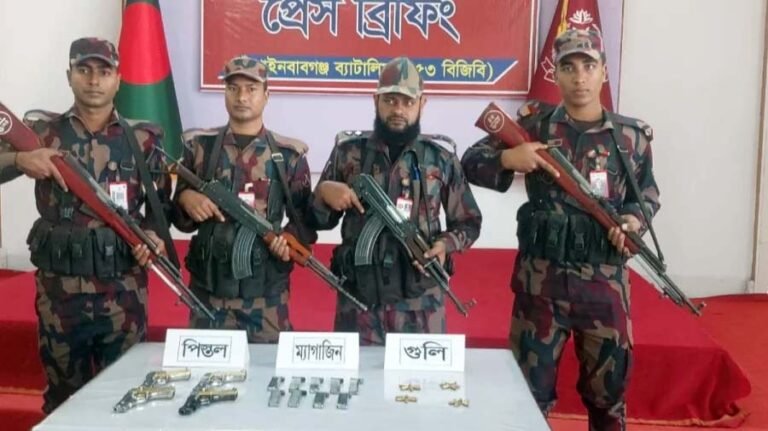 চাঁপাইনবাবগঞ্জ সীমান্তে বিজিবির তল্লাশি জোরদার, বিদেশি অস্ত্র ও বিপুল মাদক উদ্ধার