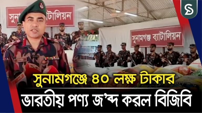 সুনামগঞ্জে ৪০ লক্ষ টাকার ভারতীয় পণ্য জ’ব্দ করল বিজিবি