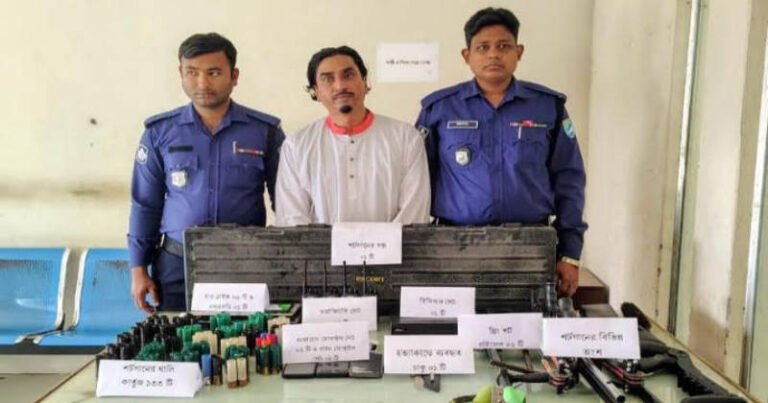 নড়িয়ার জয়নাল হত্যা মামলার প্রধান আসামি সুরেশ্বর দরবার শরীফের পীর শাহীন নূরী অস্ত্রসহ গ্রেপ্তার