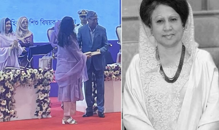 খালেদা জিয়া পেলেন মরণোত্তর ‘অদম্য নারী’ পুরস্কার, গ্রহণ করলেন নাতনি জাইমা রহমান