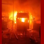 সাভারে ওয়ার্কশপে থাকা বাসে আগুন: ৩ জন আহত