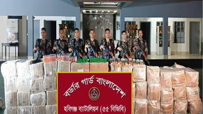 হবিগঞ্জে বিজিবির অভিযান: ১ কোটি টাকার ভারতীয় পণ্য ও ট্রাক জব্দ