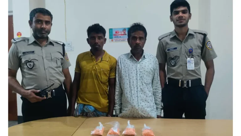 নেত্রকোনায় জুতার ভেতরে ইয়াবা, মামা-ভাগ্নে আটক