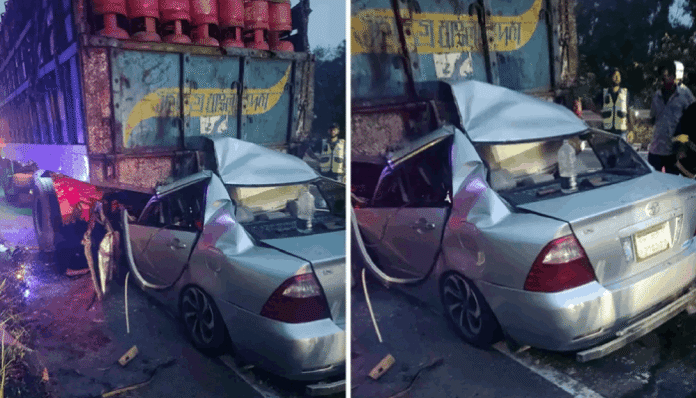 সিলিন্ডার ভর্তি ট্রাকের পেছনে প্রাইভেটকারের ধাক্কায় নিহত ৪