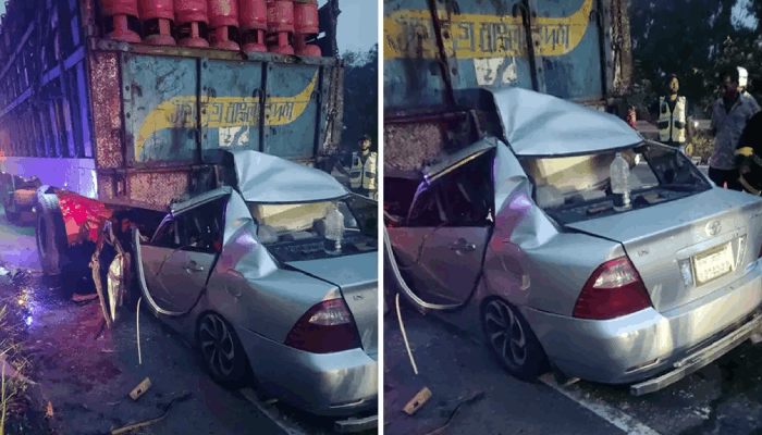 সিলিন্ডার ভর্তি ট্রাকের পেছনে প্রাইভেটকারের ধাক্কায় নিহত ৪