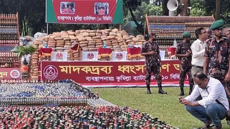 কুমিল্লায় প্রায় ৫২ কোটি টাকার মাদক ধ্বংস করেছে বিজিবি