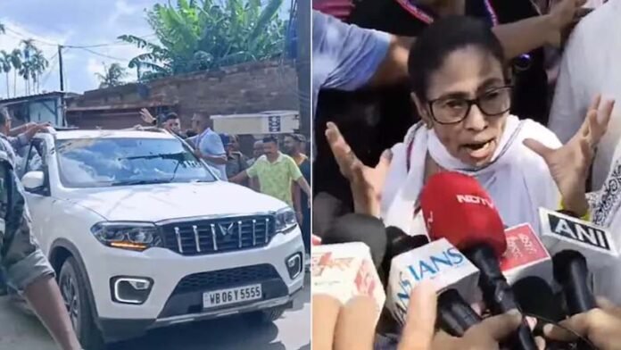 কলকাতার কাছে মমতার গাড়িতে হামলা, অল্পের জন্য প্রাণে রক্ষা